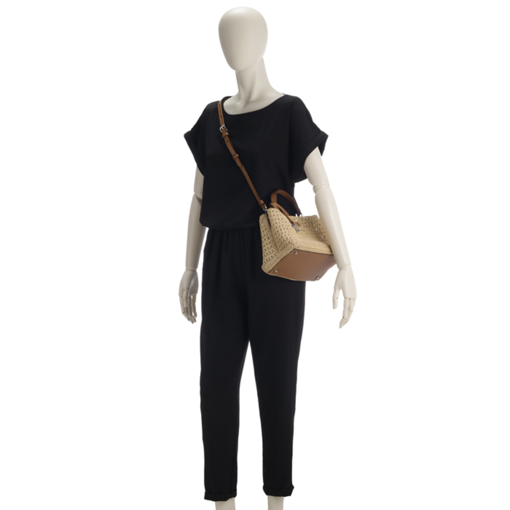 Tod's Raffia Micro T Timeless Tote Bag Beige Brown - Picture 7 of 9